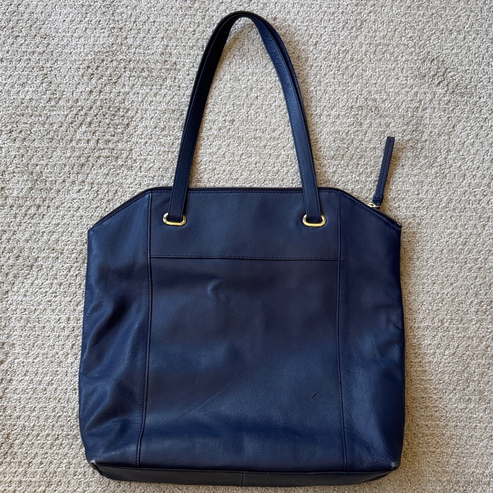 Banana Republic Navy Madeline Blue Blue Leather Tote Bag